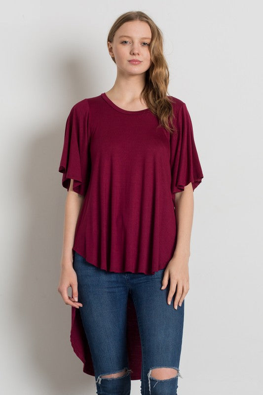 Knit Solid Hi-Low Loose Fit Top