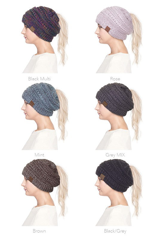 CC Ponytail Beanie Speckled Color