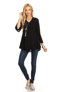 Bell 3/4 Sleeve Solid Knit Top