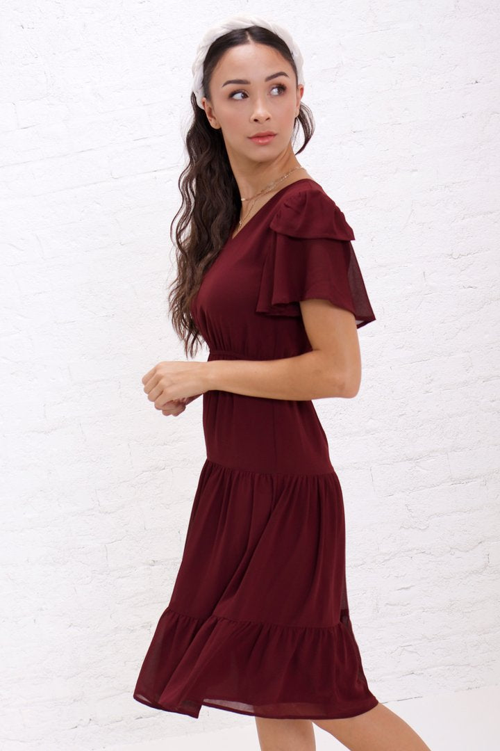 The Amara Midi Dress with TieRed Skirt