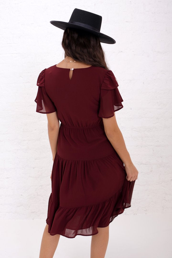 The Amara Midi Dress with TieRed Skirt