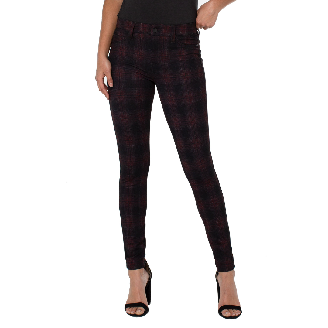 Liverpool Madonna Skinny Plaid Pants (Black/Red/Shdw)