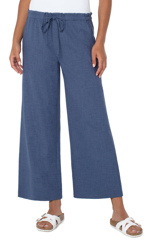 Liverpool Pull On Tie Waist Wide Leg Ankle (Blue Allure)