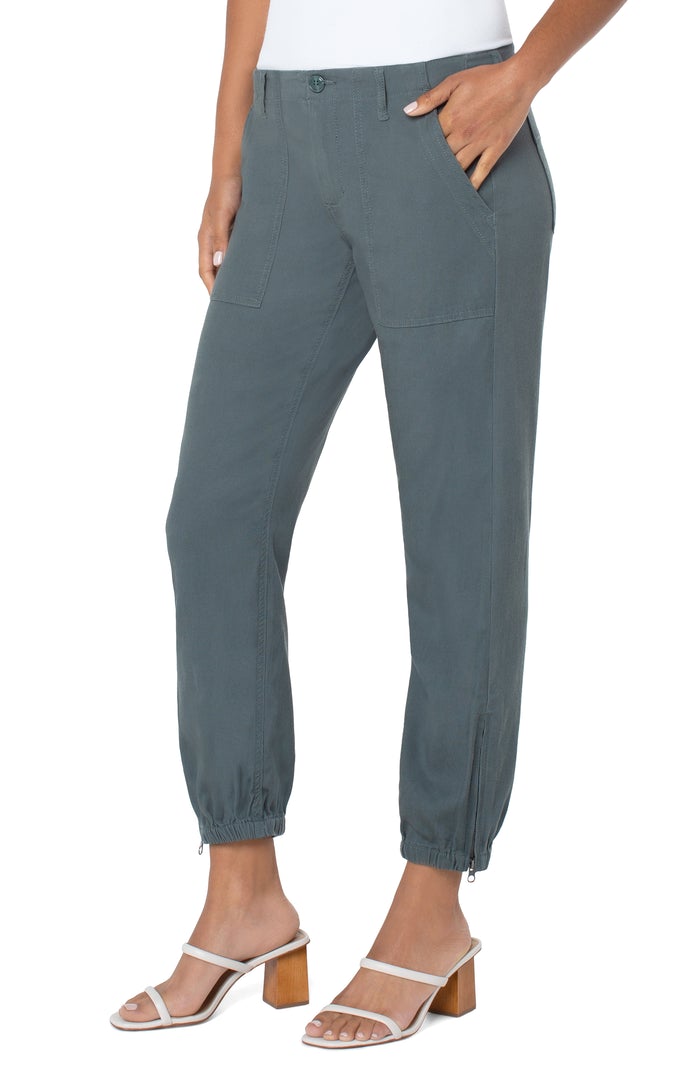 Liverpool Crop Utility Pant with Zip Hem