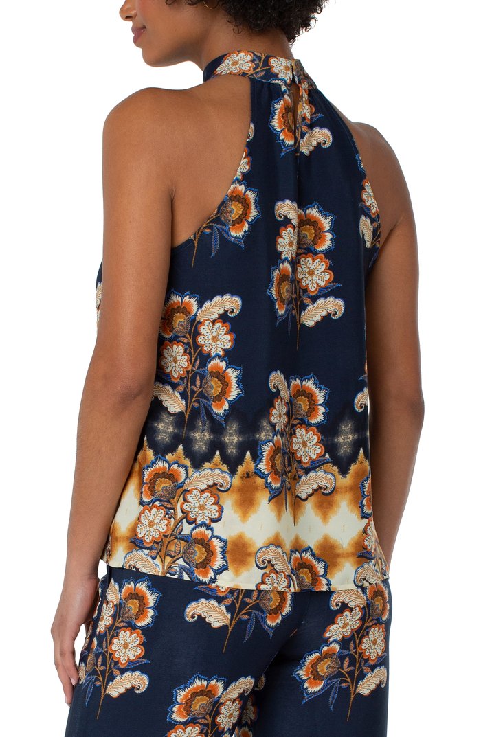 Liverpool Sleeveless Mock Neck Floral Tank