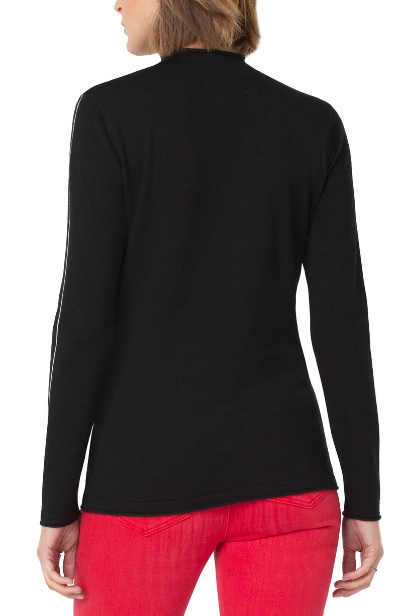 Liverpool Mock Neck Rolled Hem Long Sleeve Sweater (solid colors)