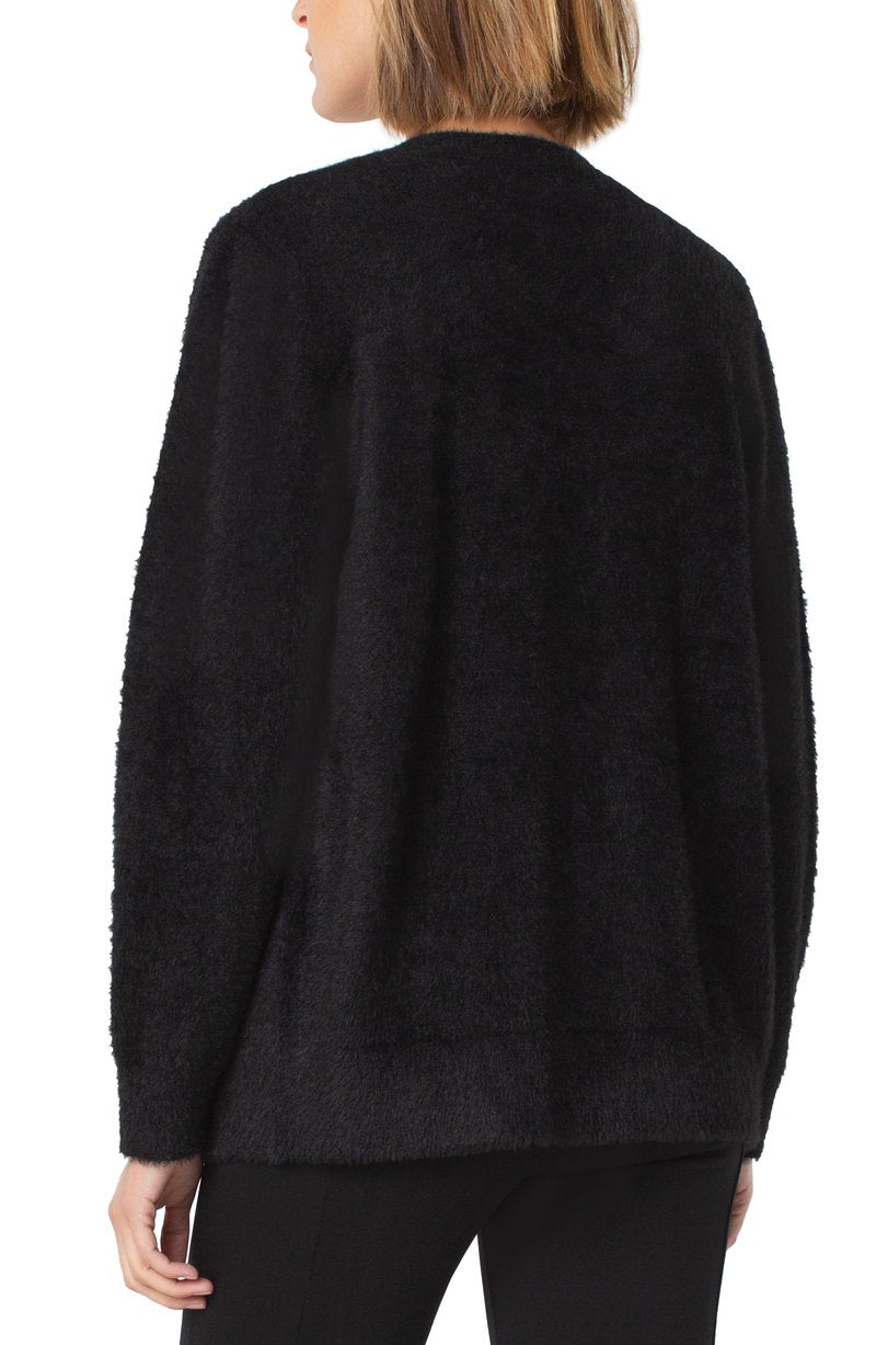 Liverpool Button Front Fuzzy Cardigan Sweater