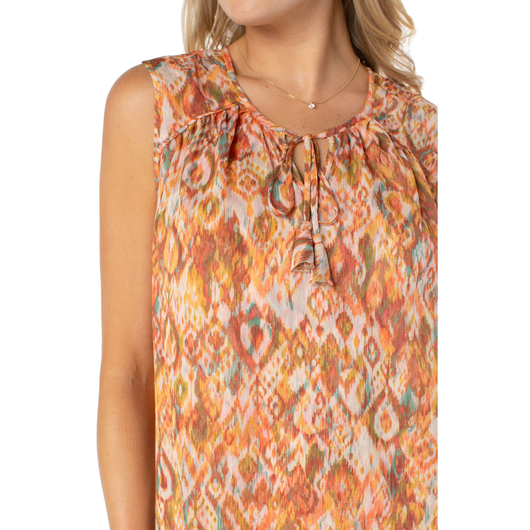 Liverpool Tie Front Shirred Sleeveless Blouse (Kaleidoscope)