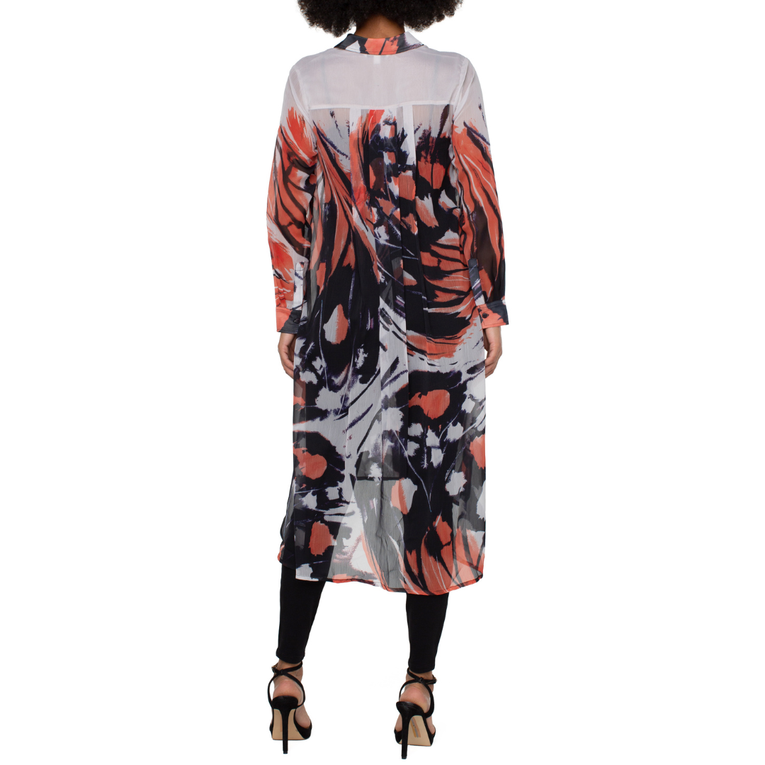 Liverpool Longline Printed Blouse w Pleat