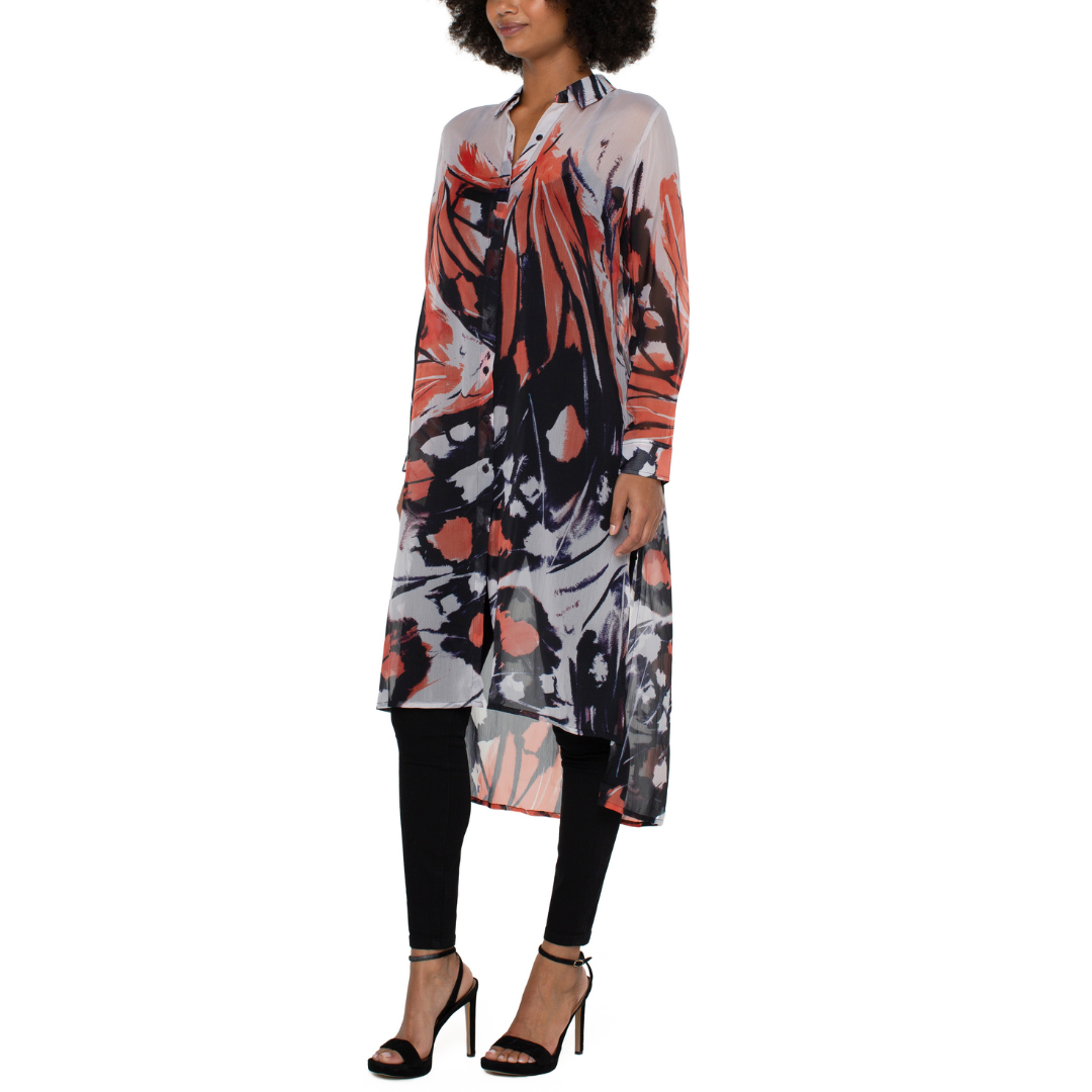 Liverpool Longline Printed Blouse w Pleat