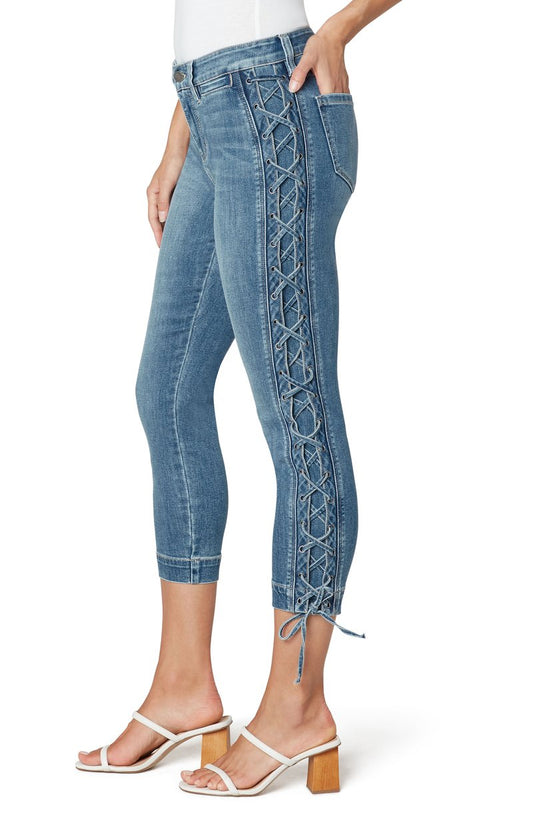 Liverpool Abby Crop Skinny With Lace Up Side Seams Jeans