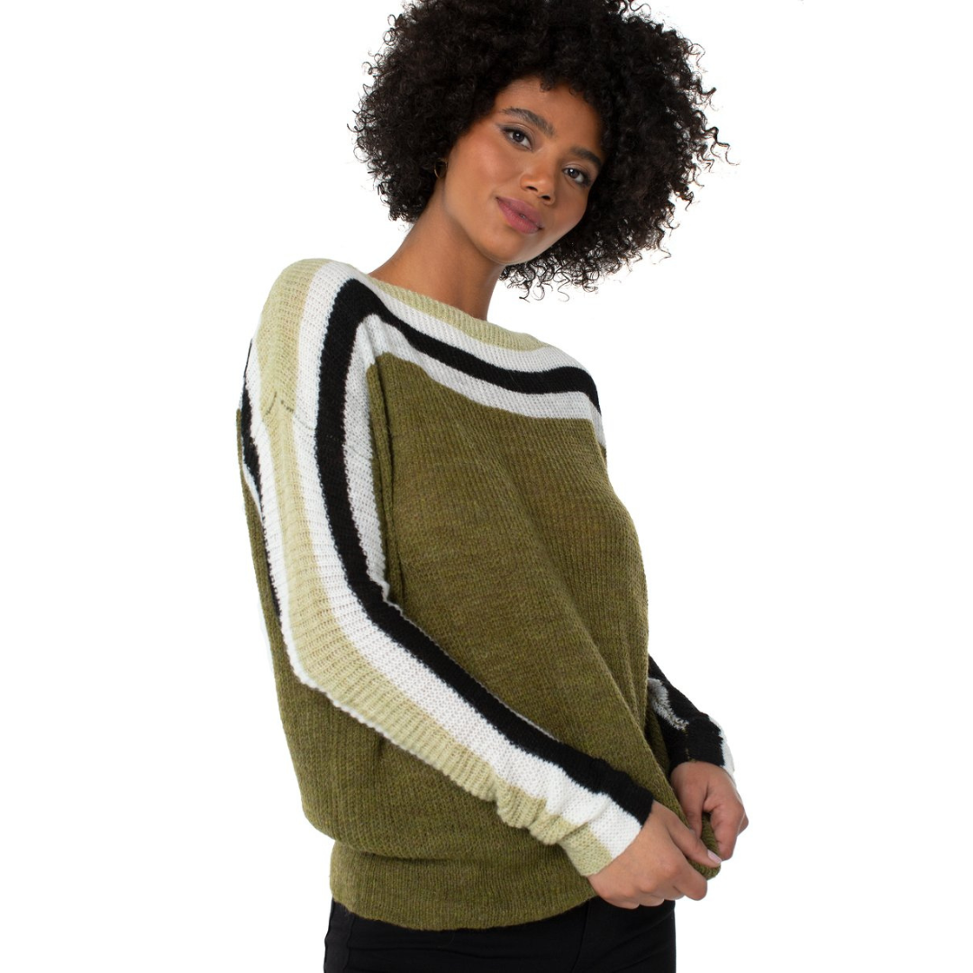 Liverpool Striped Oversized Dolman Sweater