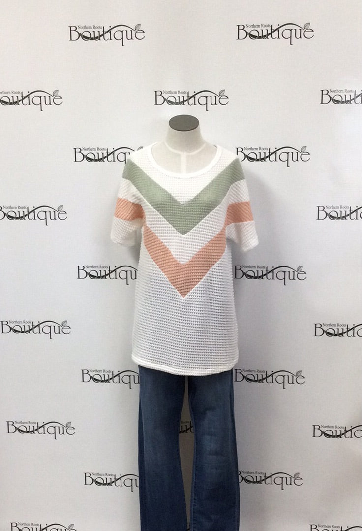 Chevron Waffle Knit T-Shirt