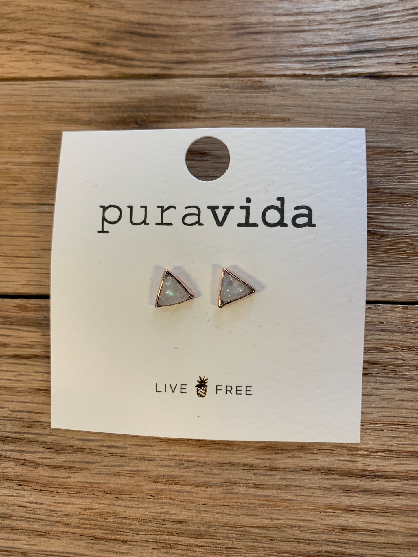 Puravida Gemstone Triangle Stud Earring