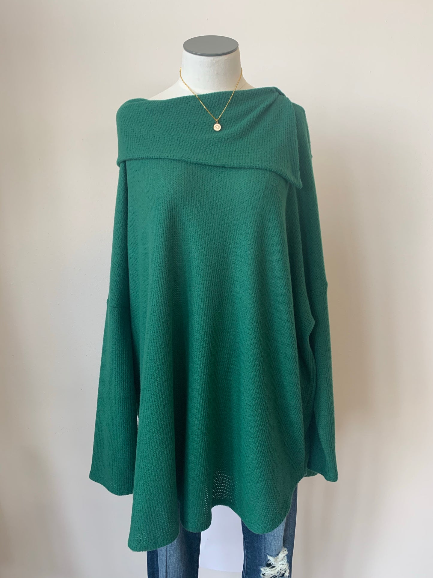 Long Sleeve Cowl Neck Top with Longer Length