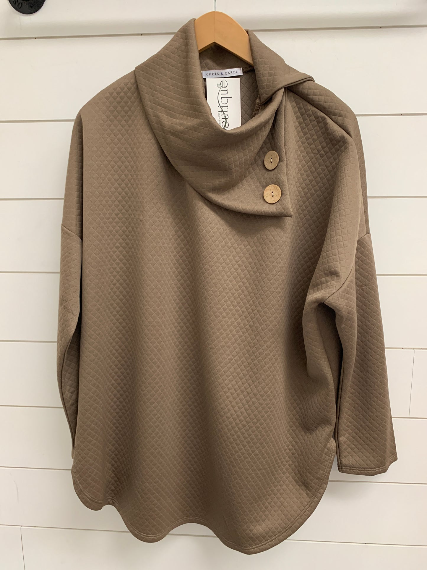 Sweater with double button neck feature
