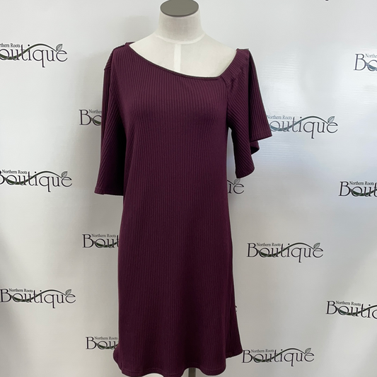 Plum off the shoulder sweater dress