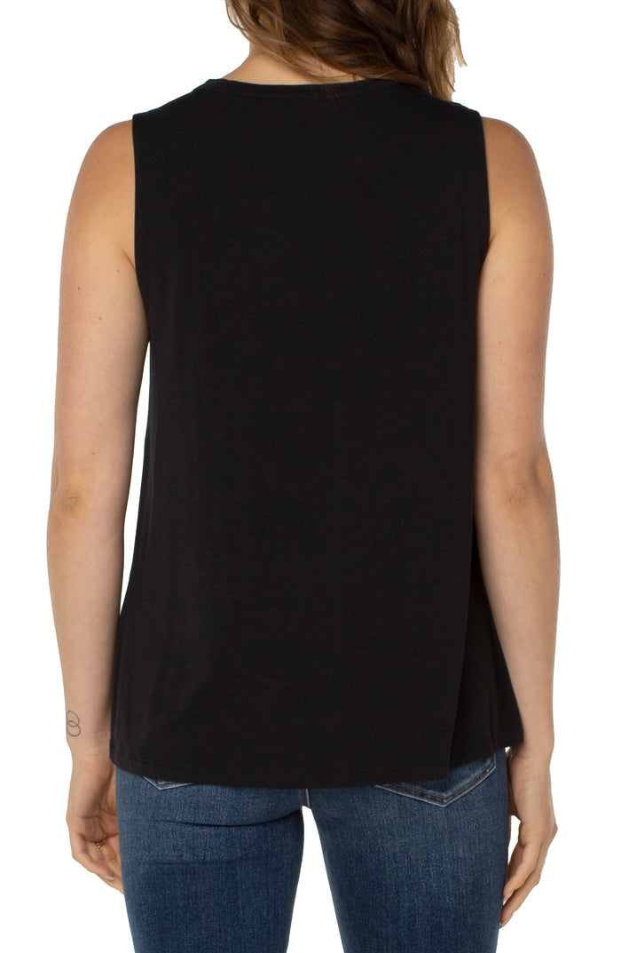 Liverpool Sleeveless V-Neck Modal Knit Top with Tucks (solid colors)
