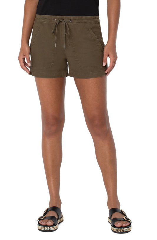 Liverpool Drawcord Short w/ Welt Pockets 3.5" ins (olive grove)
