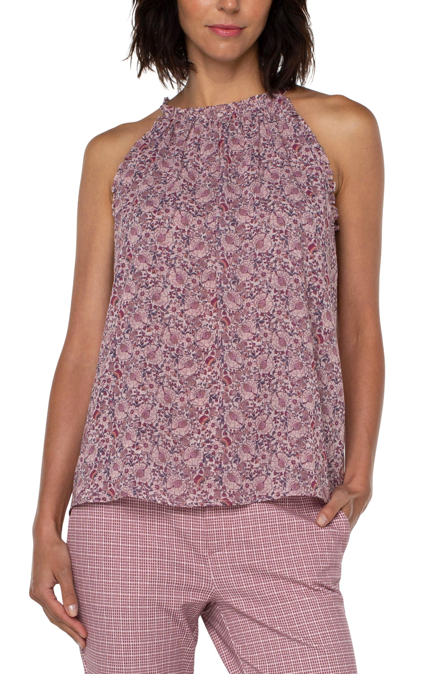 Liverpool Halter Tank Top (Wildflower Ditsy Print)