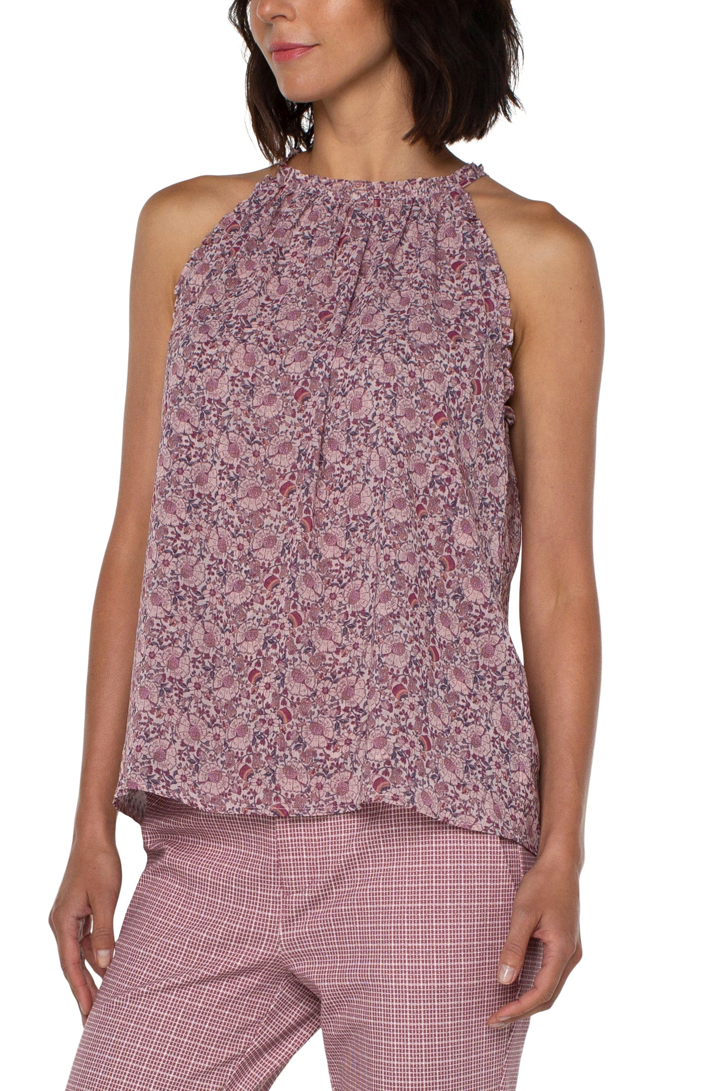 Liverpool Halter Tank Top (Wildflower Ditsy Print)