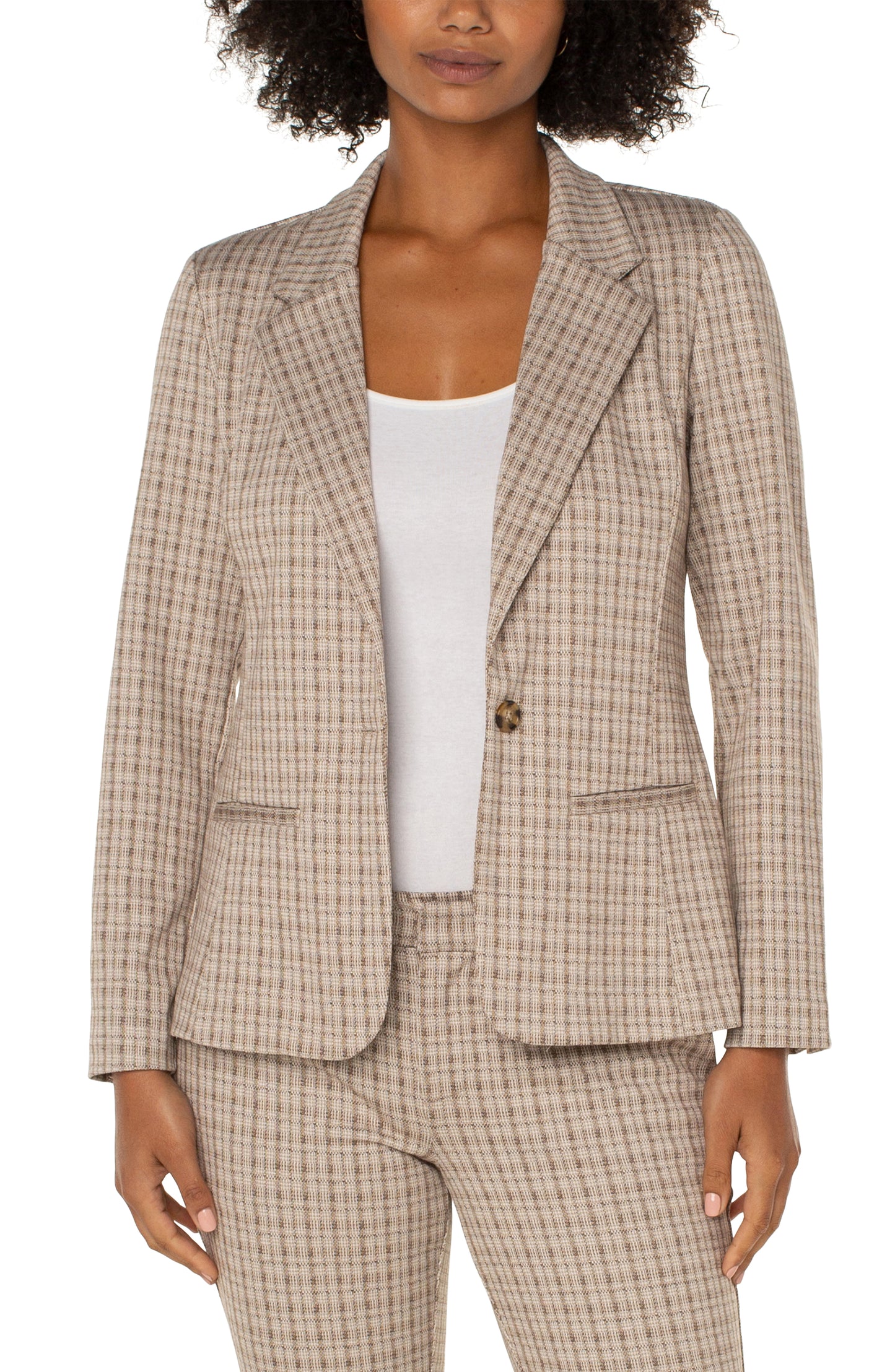 Liverpool Fitted Blazer (cappuccino plaid)