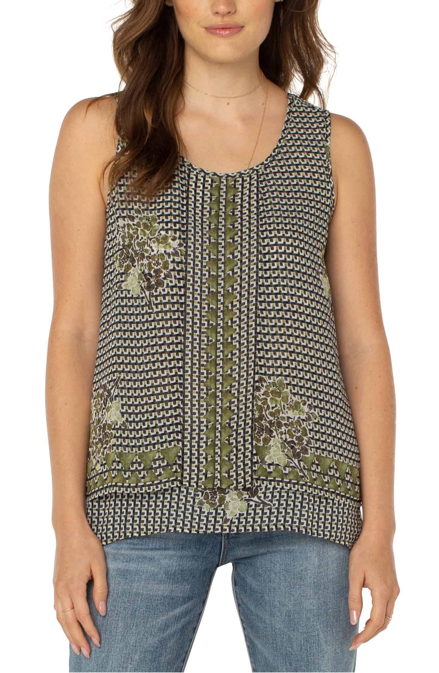 Liverpool Double Layer Sleeveless Woven Detail (geo floral mix)