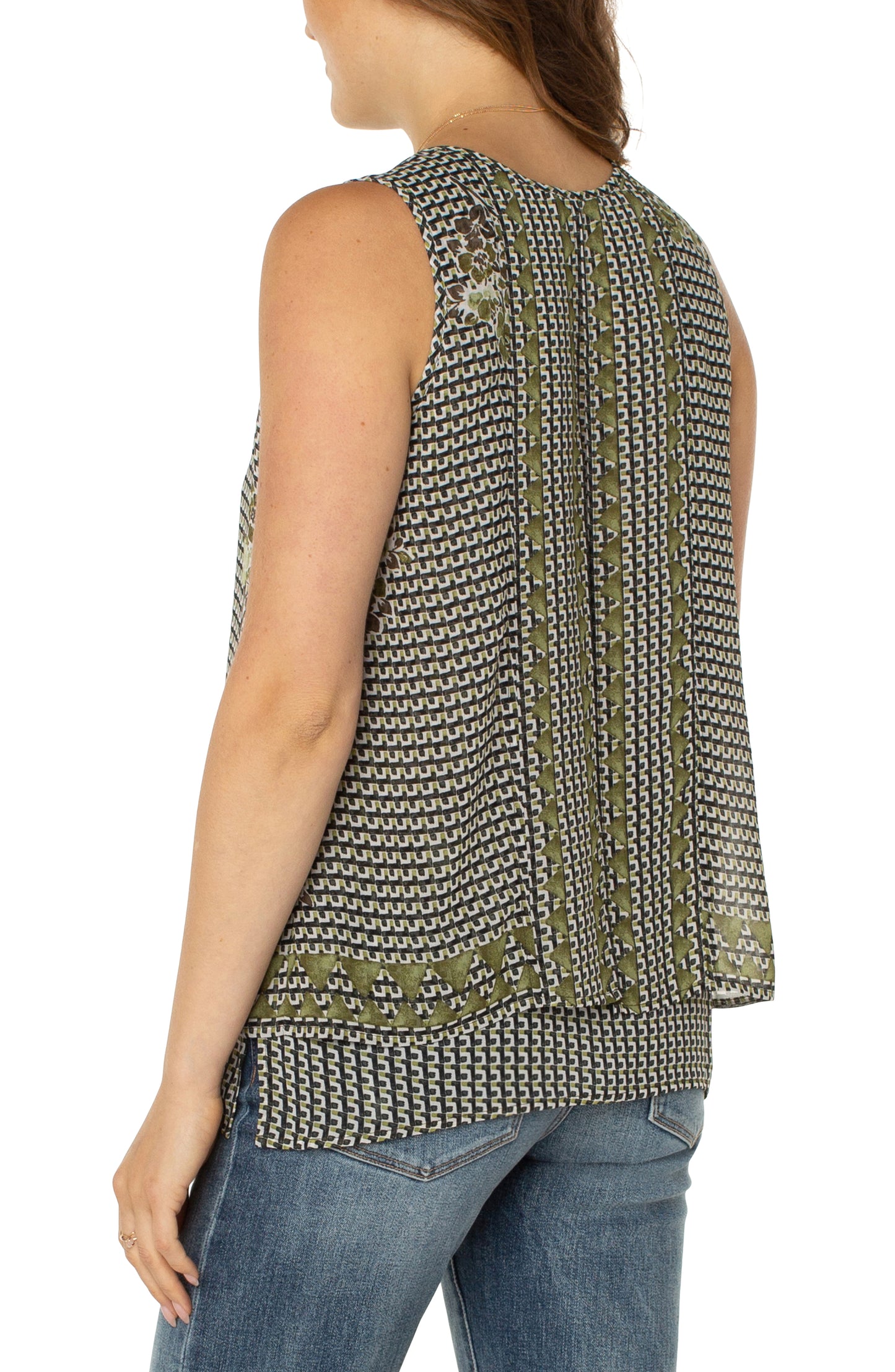 Liverpool Double Layer Sleeveless Woven Detail (geo floral mix)