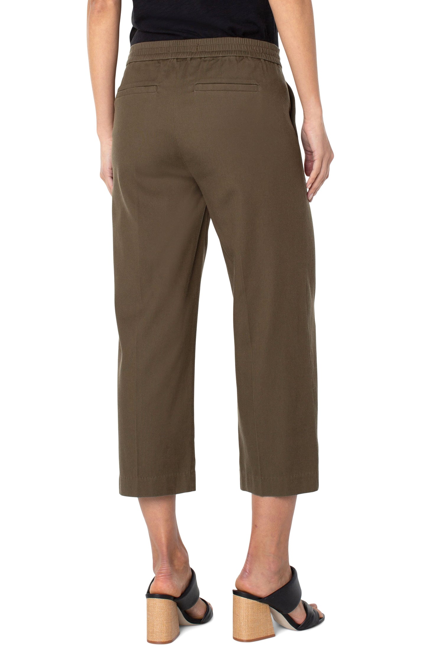 Liverpool Kelsey Culotte w/Tie Waistband Pants (Olive Grove)